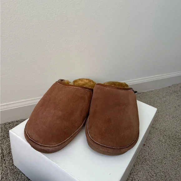 Old Friend Men’s Wide Sheepskin-lined Scuff Slipper Leather Size 9-10 - Picture 3 of 12
